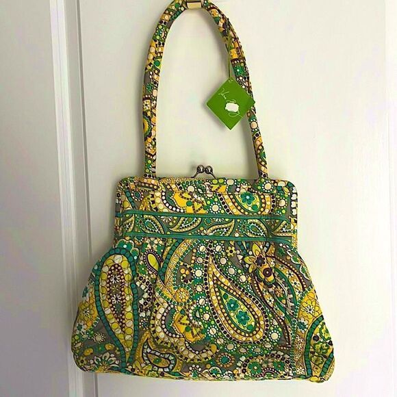 Vera Bradley Lemon Parfait Alice Structured Kiss Lock Satchel RARE RETIRED NWT - Picture 2 of 6